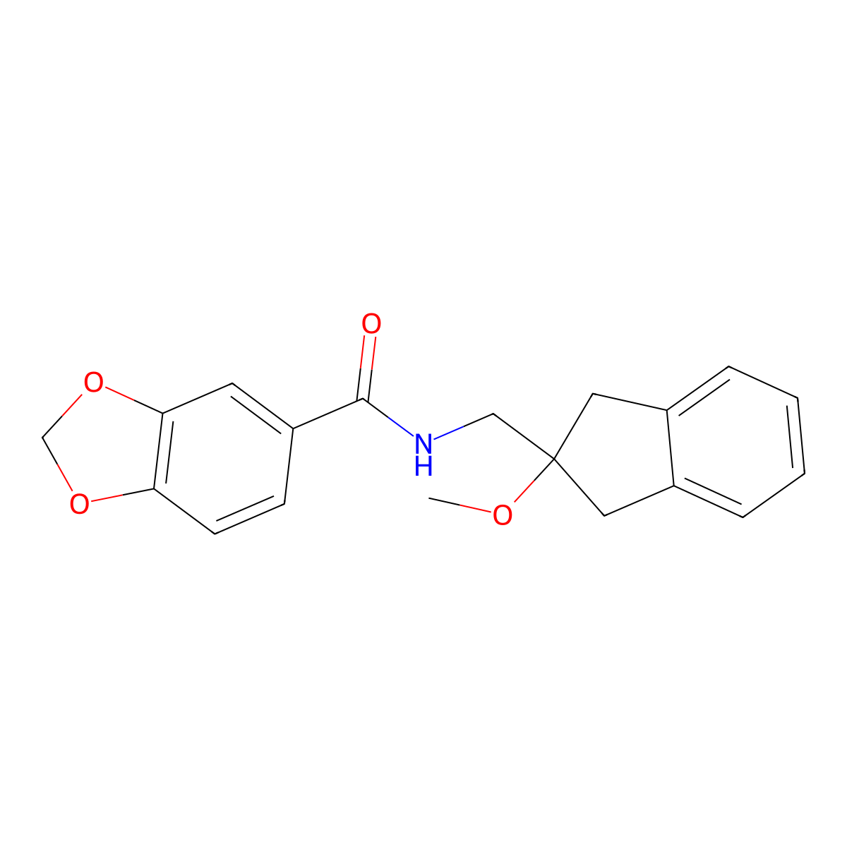 N-((2-methoxy-2,3-dihydro-1H-inden-2-yl)methyl)benzo[d][1,3]dioxole-5-carboxamide molecular structure, CAS 2034529-81-0