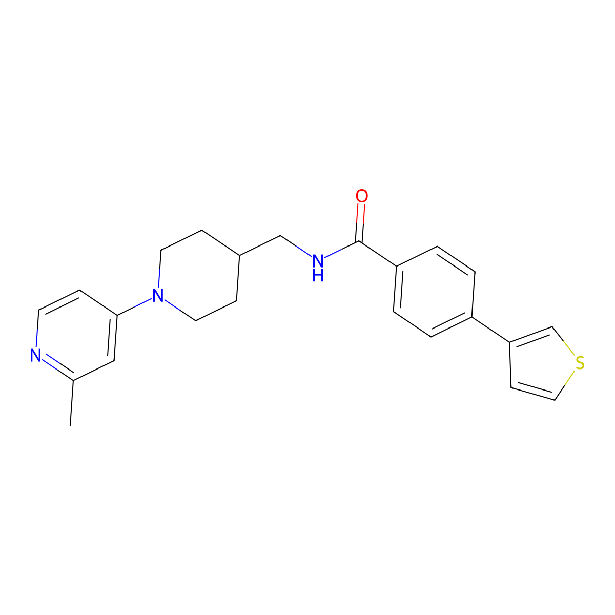 N-{[1-(2-methylpyridin-4-yl)piperidin-4-yl]methyl}-4-(thiophen-3-yl)benzamide molecular structure, CAS 2034529-85-4