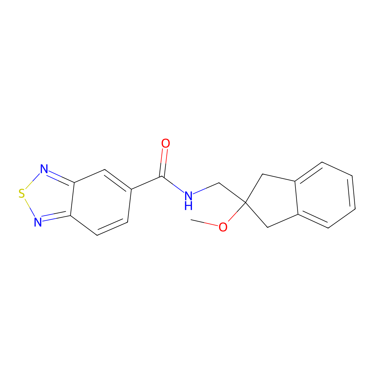 N-((2-methoxy-2,3-dihydro-1H-inden-2-yl)methyl)benzo[c][1,2,5]thiadiazole-5-carboxamide molecular structure, CAS 2034529-88-7