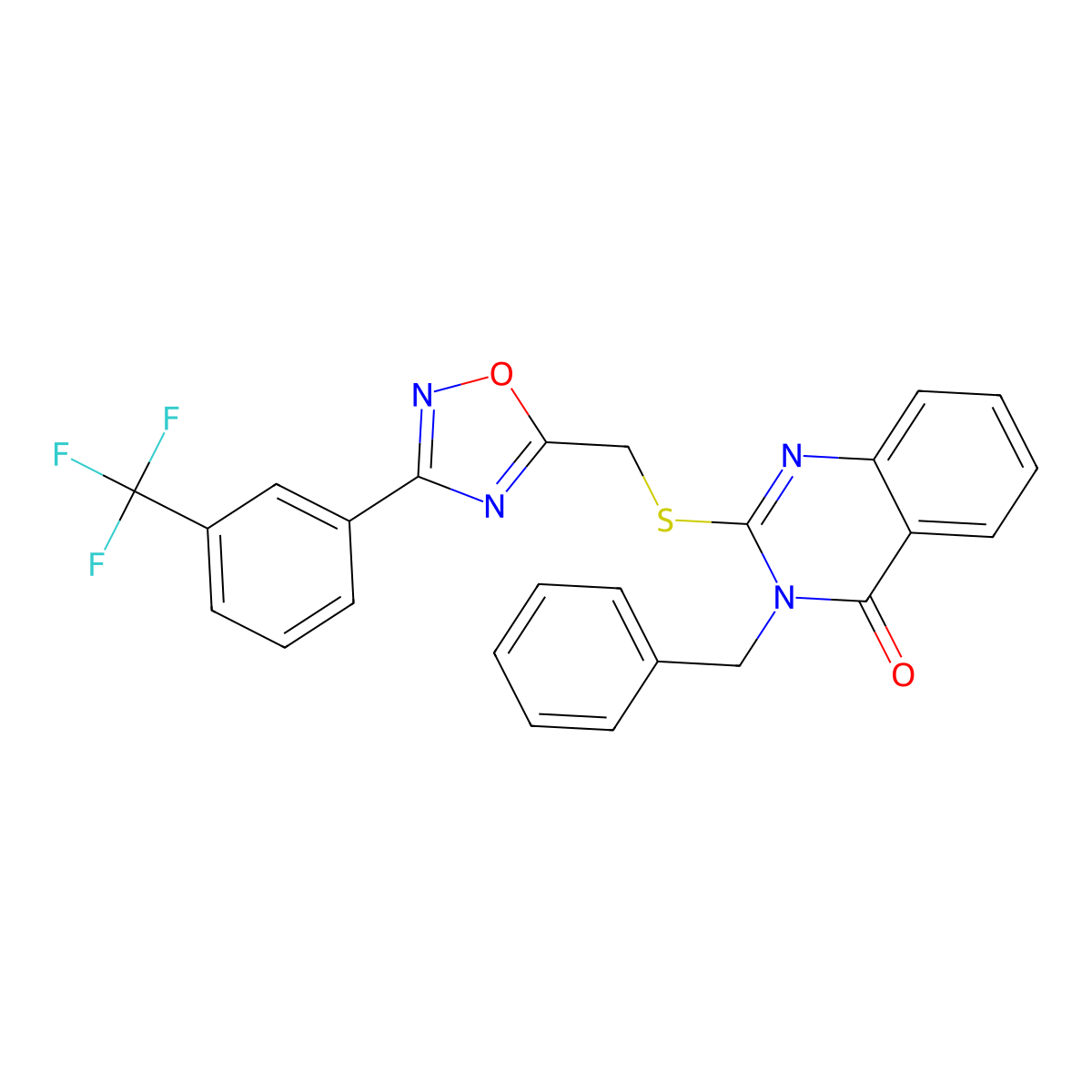 3-benzyl-2-(((3-(3-(trifluoromethyl)phenyl)-1,2,4-oxadiazol-5-yl)methyl)thio)quinazolin-4(3H)-one molecular structure, CAS 2034529-89-8