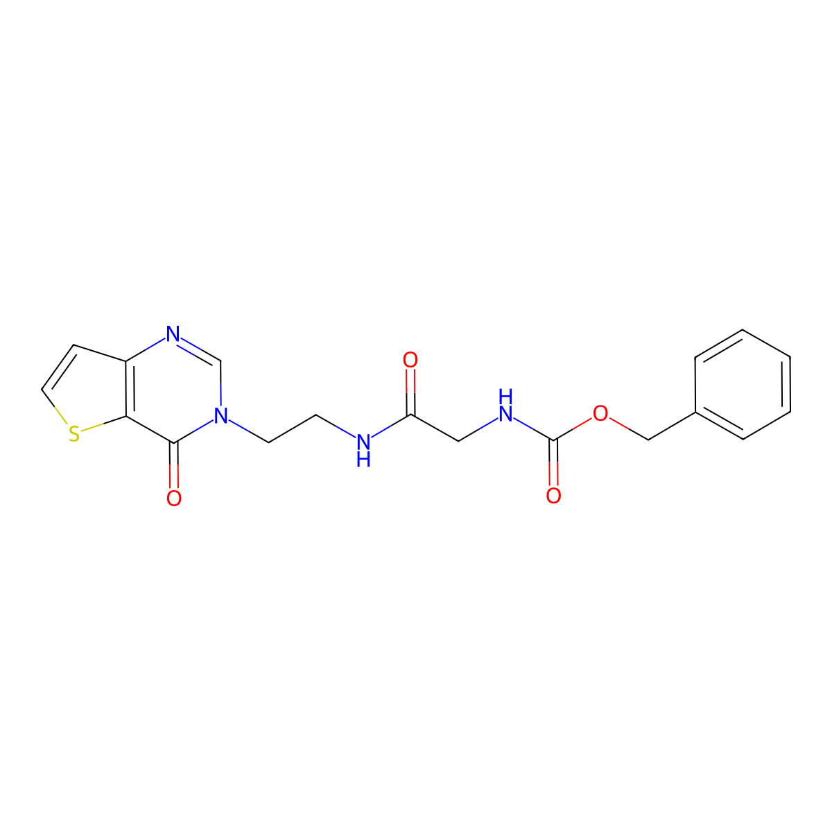 benzyl (2-oxo-2-((2-(4-oxothieno[3,2-d]pyrimidin-3(4H)-yl)ethyl)amino)ethyl)carbamate molecular structure, CAS 2034529-93-4