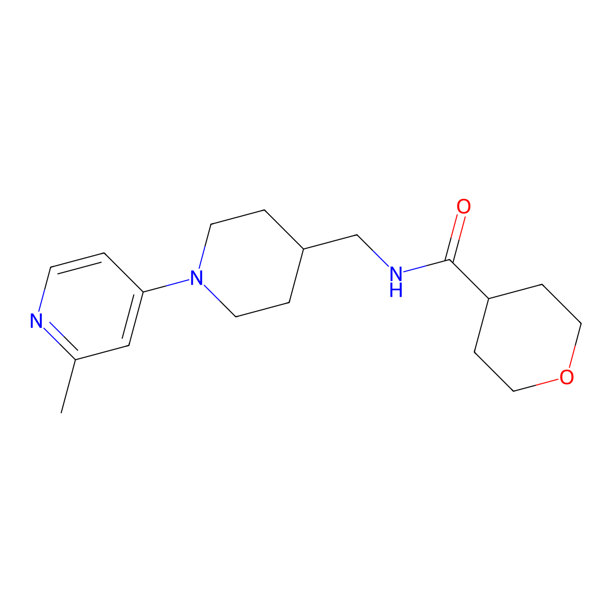 N-((1-(2-methylpyridin-4-yl)piperidin-4-yl)methyl)tetrahydro-2H-pyran-4-carboxamide molecular structure, CAS 2034529-94-5