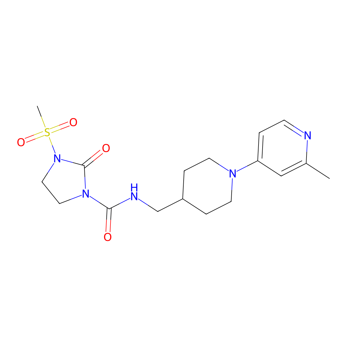 N-((1-(2-methylpyridin-4-yl)piperidin-4-yl)methyl)-3-(methylsulfonyl)-2-oxoimidazolidine-1-carboxamide molecular structure, CAS 2034529-96-7