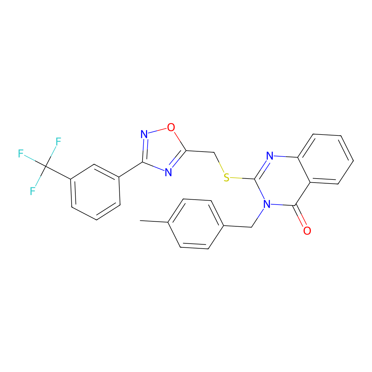 3-(4-methylbenzyl)-2-(((3-(3-(trifluoromethyl)phenyl)-1,2,4-oxadiazol-5-yl)methyl)thio)quinazolin-4(3H)-one molecular structure, CAS 2034529-97-8
