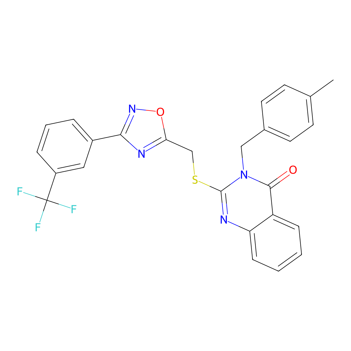 3-(4-methylbenzyl)-2-(((3-(3-(trifluoromethyl)phenyl)-1,2,4-oxadiazol-5-yl)methyl)thio)quinazolin-4(3H)-one molecular structure, CAS 2034529-97-8