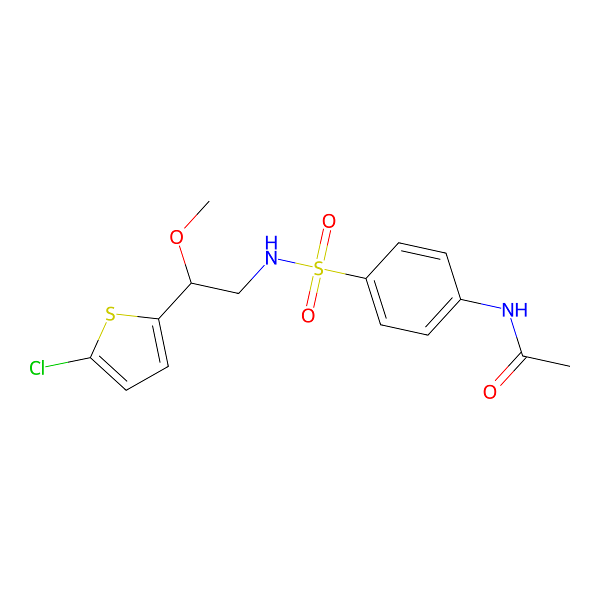 N-(4-(N-(2-(5-chlorothiophen-2-yl)-2-methoxyethyl)sulfamoyl)phenyl)acetamide molecular structure, CAS 2034529-98-9