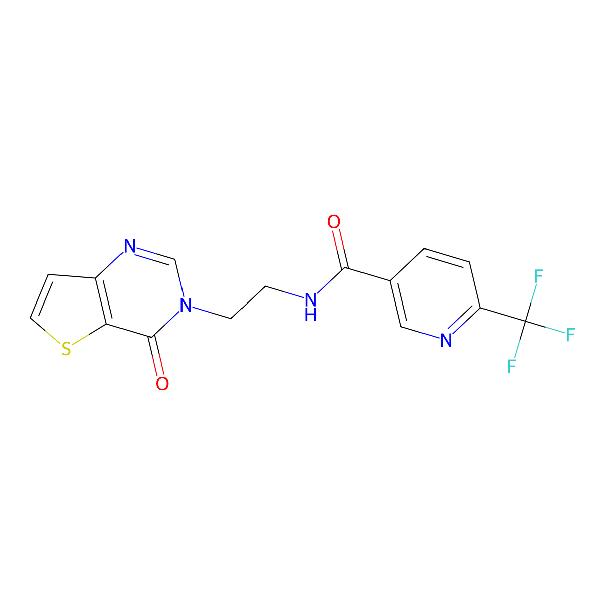 N-(2-(4-oxothieno[3,2-d]pyrimidin-3(4H)-yl)ethyl)-6-(trifluoromethyl)nicotinamide molecular structure, CAS 2034529-99-0