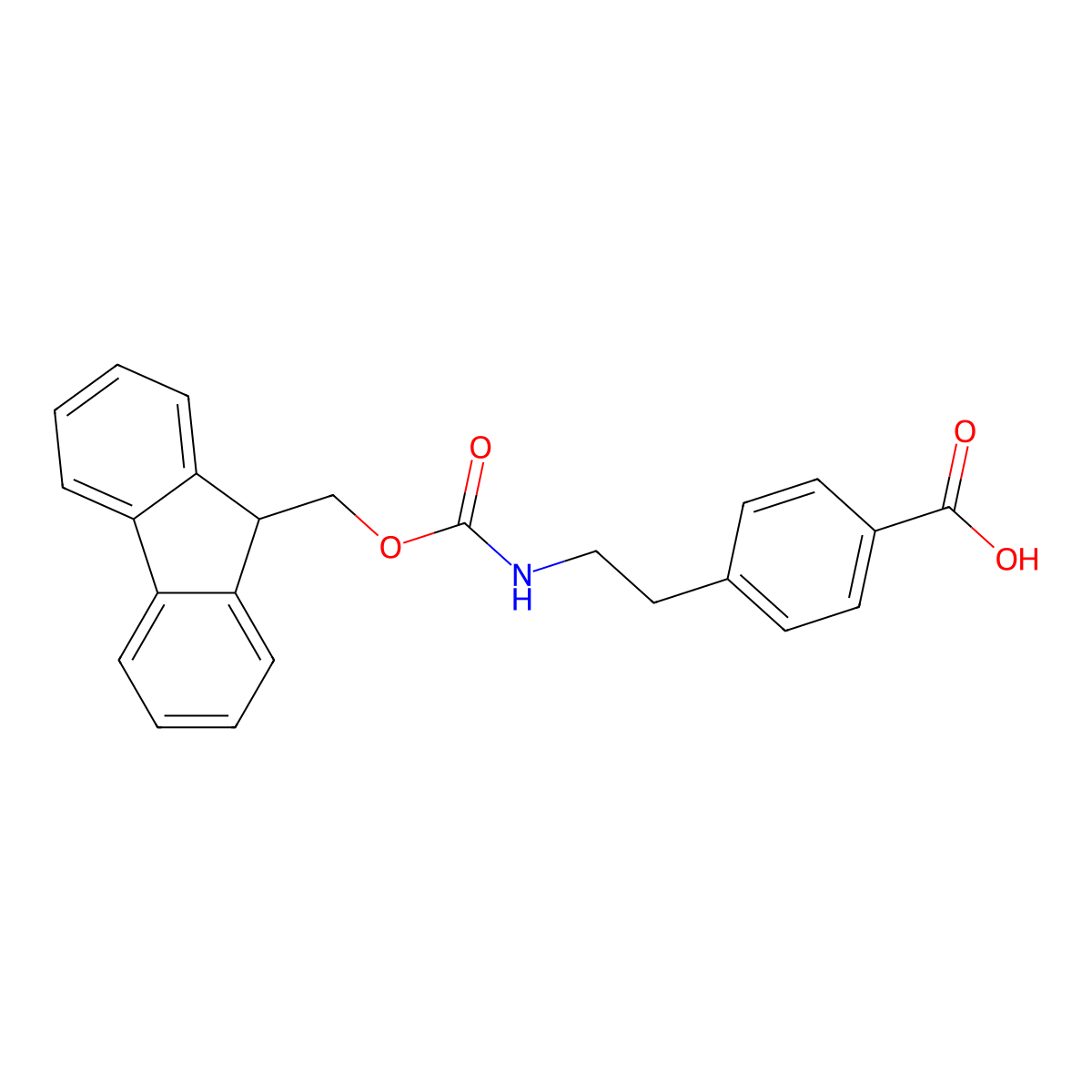 4-[2-({[(9H-fluoren-9-yl)methoxy]carbonyl}amino)ethyl]benzoic acid molecular structure, CAS 203453-80-9
