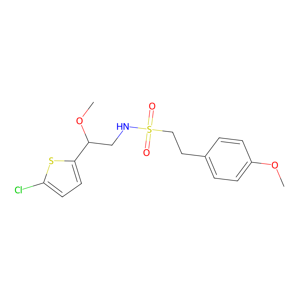 N-(2-(5-chlorothiophen-2-yl)-2-methoxyethyl)-2-(4-methoxyphenyl)ethanesulfonamide molecular structure, CAS 2034530-06-6
