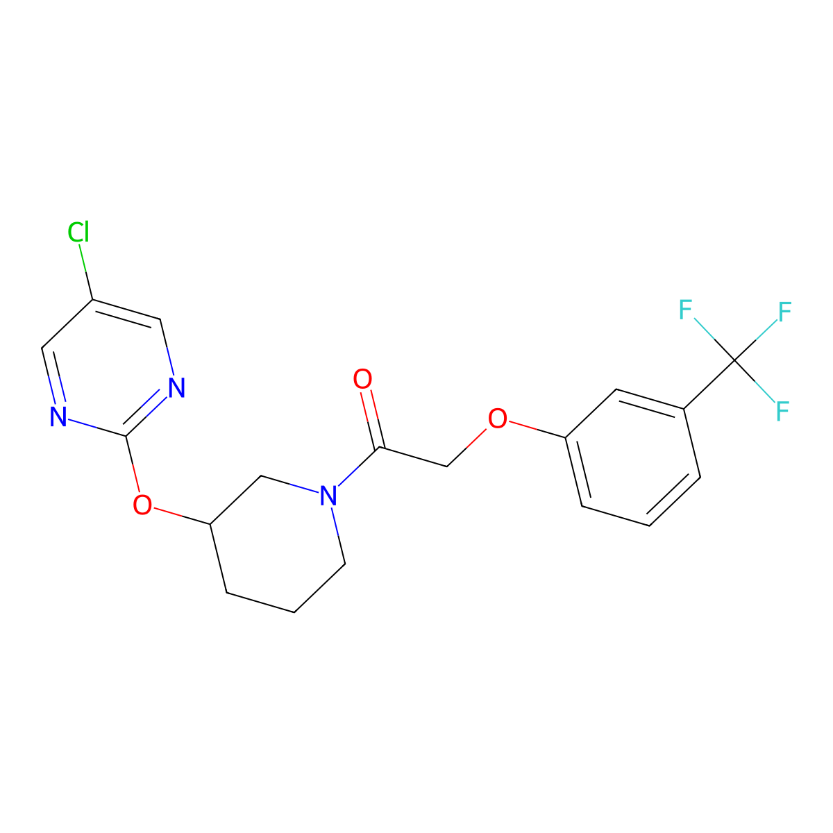 1-(3-((5-Chloropyrimidin-2-yl)oxy)piperidin-1-yl)-2-(3-(trifluoromethyl)phenoxy)ethanone molecular structure, CAS 2034530-08-8