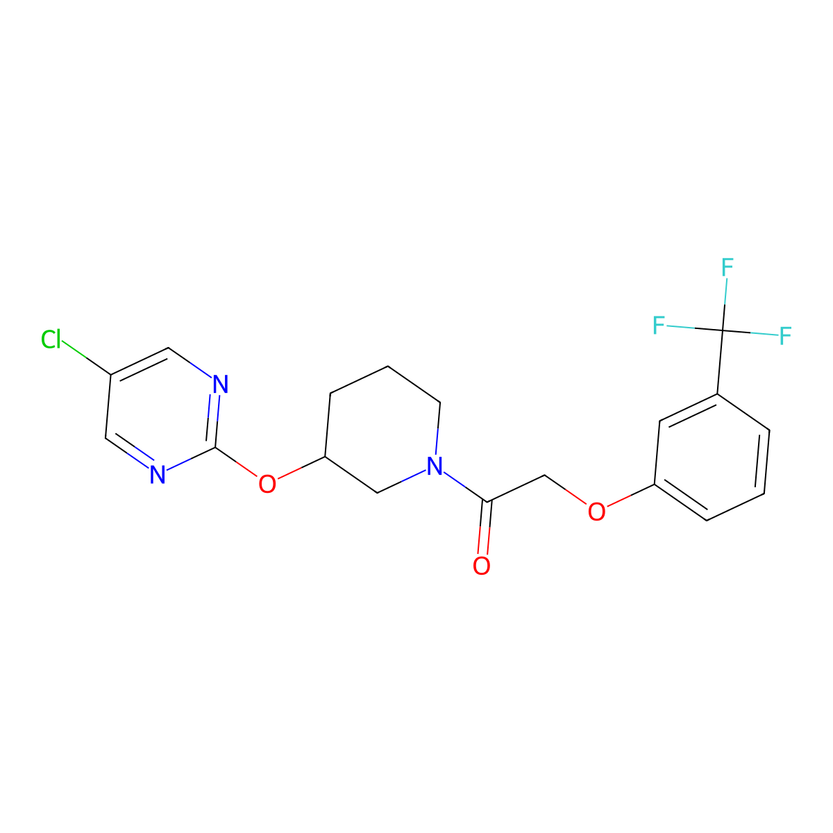 1-(3-((5-Chloropyrimidin-2-yl)oxy)piperidin-1-yl)-2-(3-(trifluoromethyl)phenoxy)ethanone molecular structure, CAS 2034530-08-8