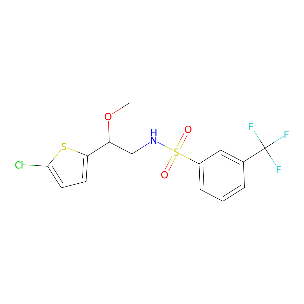 N-(2-(5-chlorothiophen-2-yl)-2-methoxyethyl)-3-(trifluoromethyl)benzenesulfonamide molecular structure, CAS 2034530-12-4