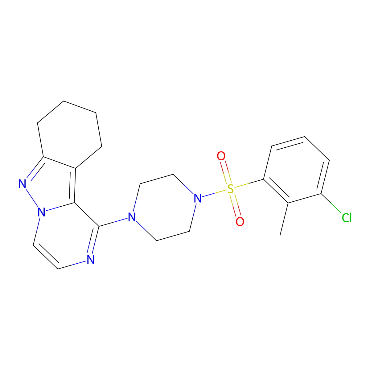 1-(4-((3-Chloro-2-methylphenyl)sulfonyl)piperazin-1-yl)-7,8,9,10-tetrahydropyrazino[1,2-b]indazole molecular structure, CAS 2034530-21-5