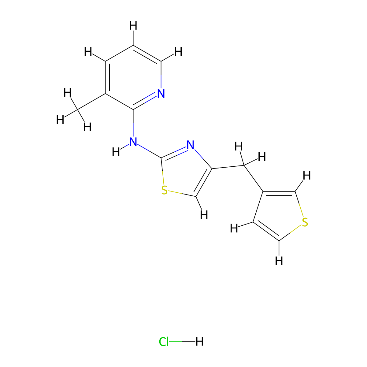 N-(3-methylpyridin-2-yl)-4-(thiophen-3-ylmethyl)thiazol-2-amine hydrochloride molecular structure, CAS 2034530-22-6