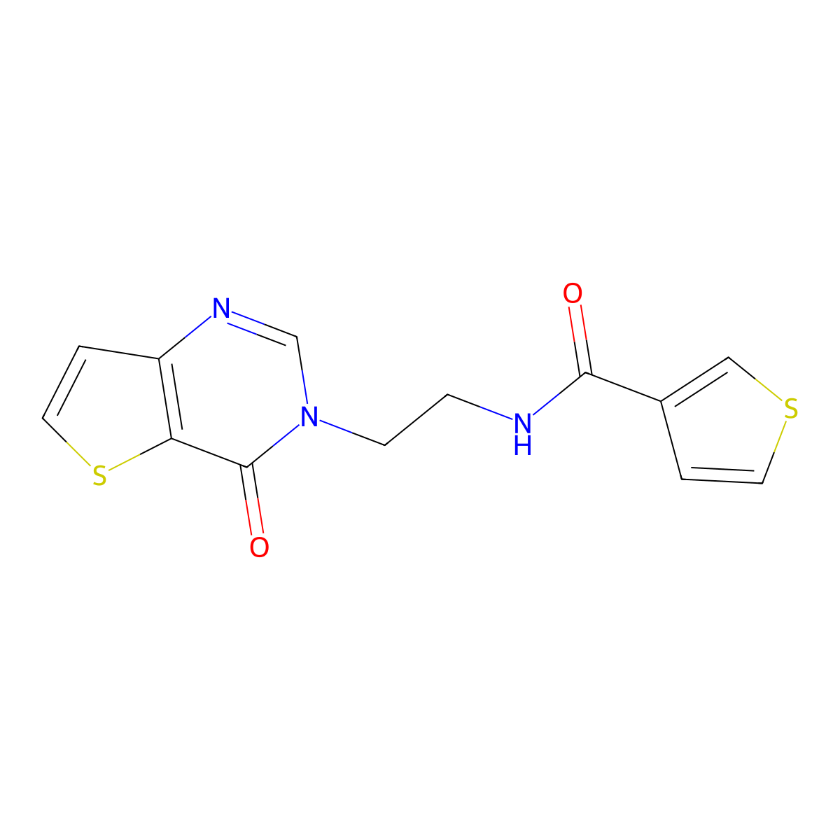 N-(2-(4-oxothieno[3,2-d]pyrimidin-3(4H)-yl)ethyl)thiophene-3-carboxamide molecular structure, CAS 2034530-24-8