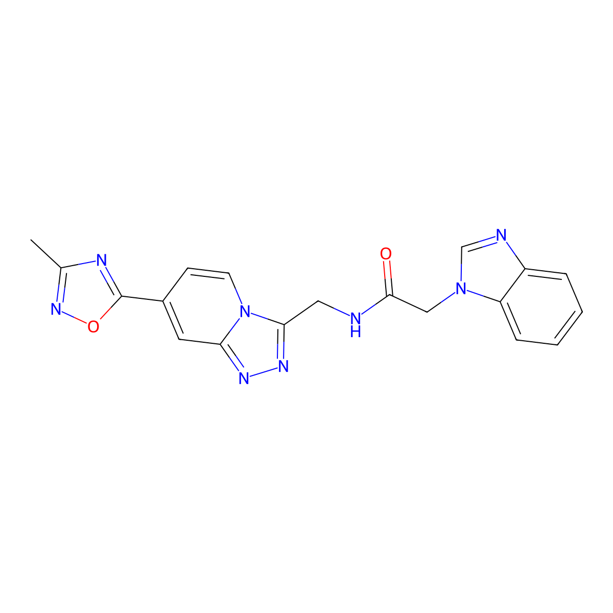 2-(1H-benzo[d]imidazol-1-yl)-N-((7-(3-methyl-1,2,4-oxadiazol-5-yl)-[1,2,4]triazolo[4,3-a]pyridin-3-yl)methyl)acetamide molecular structure, CAS 2034530-29-3