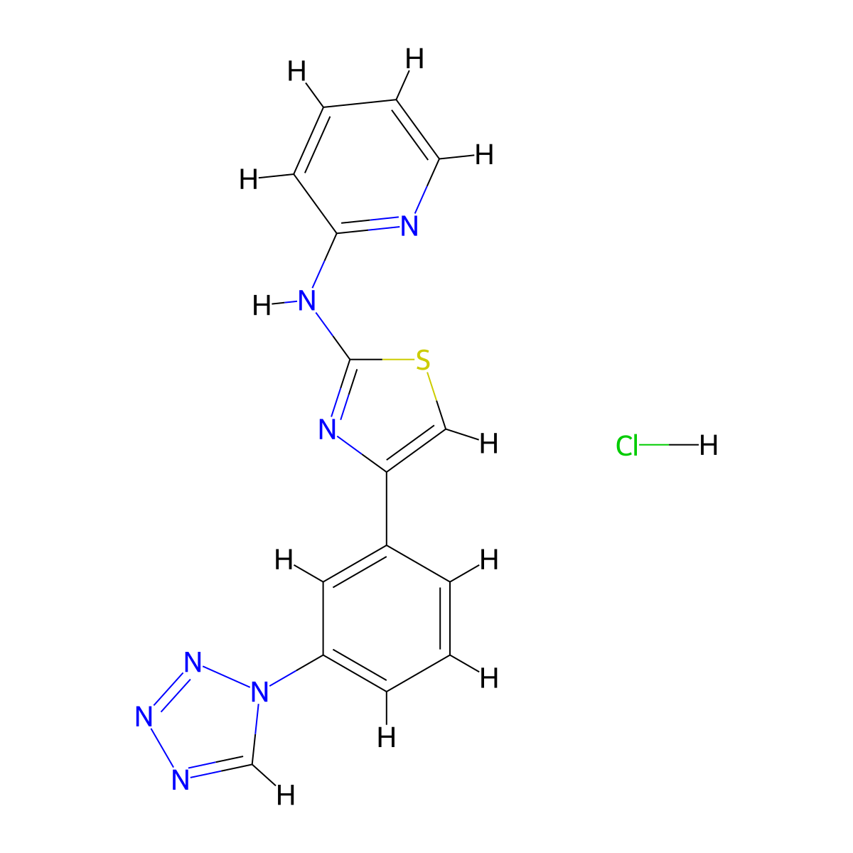 4-(3-(1H-tetrazol-1-yl)phenyl)-N-(pyridin-2-yl)thiazol-2-amine hydrochloride molecular structure, CAS 2034530-31-7