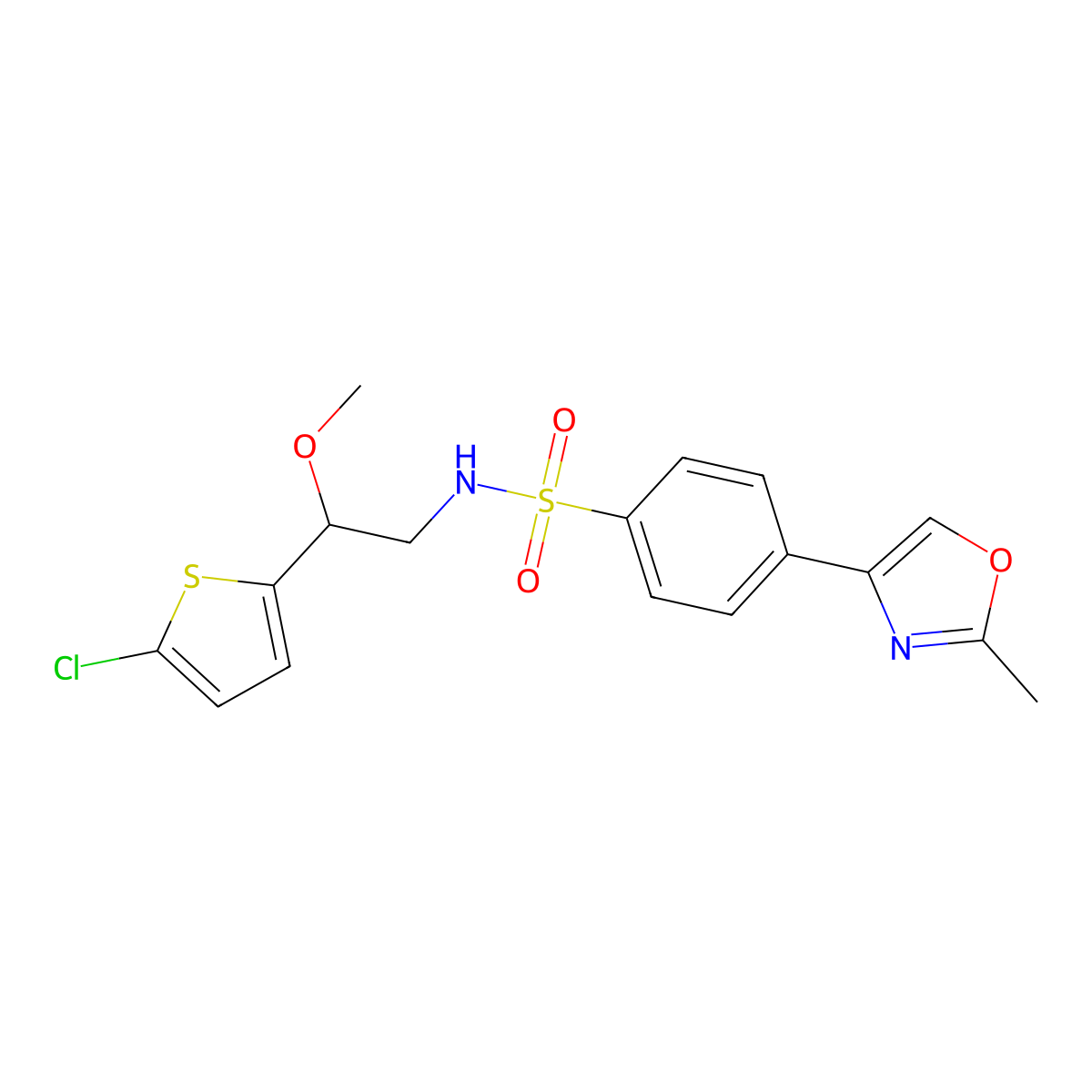 N-(2-(5-chlorothiophen-2-yl)-2-methoxyethyl)-4-(2-methyloxazol-4-yl)benzenesulfonamide molecular structure, CAS 2034530-37-3