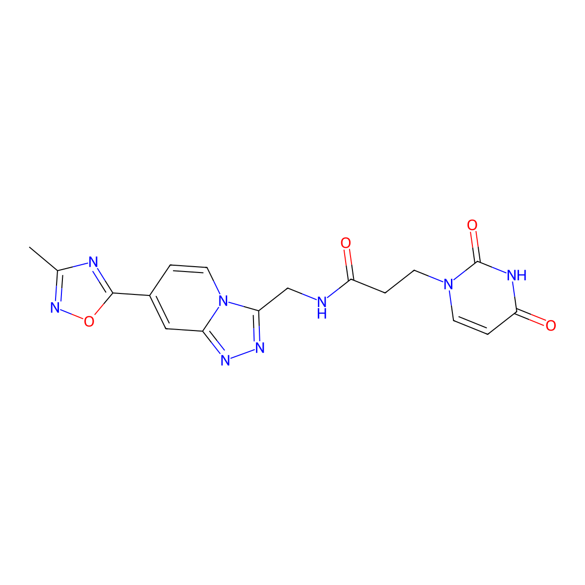 3-(2,4-dioxo-3,4-dihydropyrimidin-1(2H)-yl)-N-((7-(3-methyl-1,2,4-oxadiazol-5-yl)-[1,2,4]triazolo[4,3-a]pyridin-3-yl)methyl)propanamide molecular structure, CAS 2034530-39-5