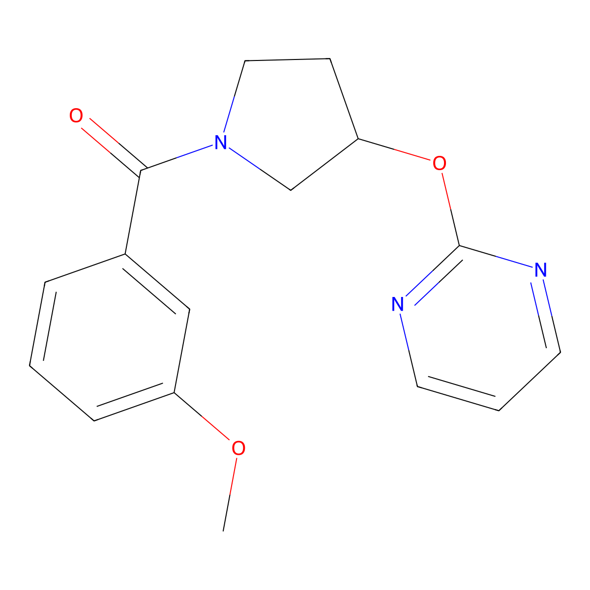 (3-Methoxyphenyl)(3-(pyrimidin-2-yloxy)pyrrolidin-1-yl)methanone molecular structure, CAS 2034530-40-8