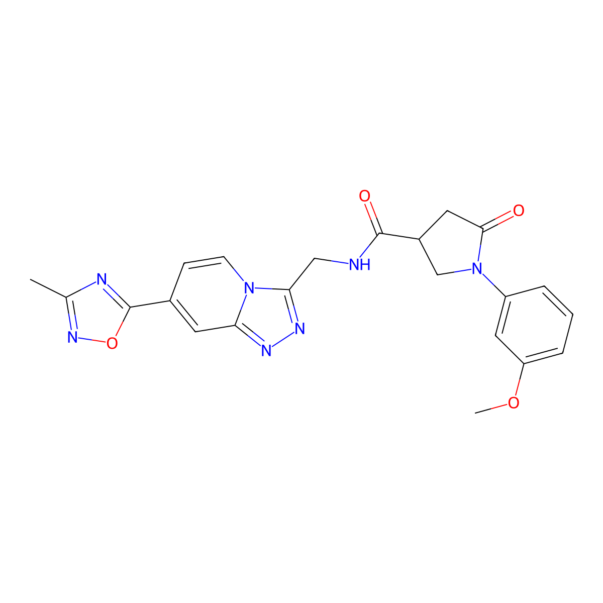 1-(3-methoxyphenyl)-N-((7-(3-methyl-1,2,4-oxadiazol-5-yl)-[1,2,4]triazolo[4,3-a]pyridin-3-yl)methyl)-5-oxopyrrolidine-3-carboxamide molecular structure, CAS 2034530-47-5