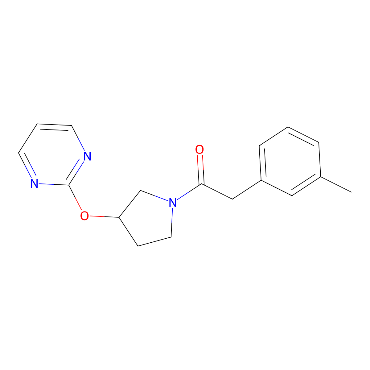 1-(3-(Pyrimidin-2-yloxy)pyrrolidin-1-yl)-2-(m-tolyl)ethanone molecular structure, CAS 2034530-50-0