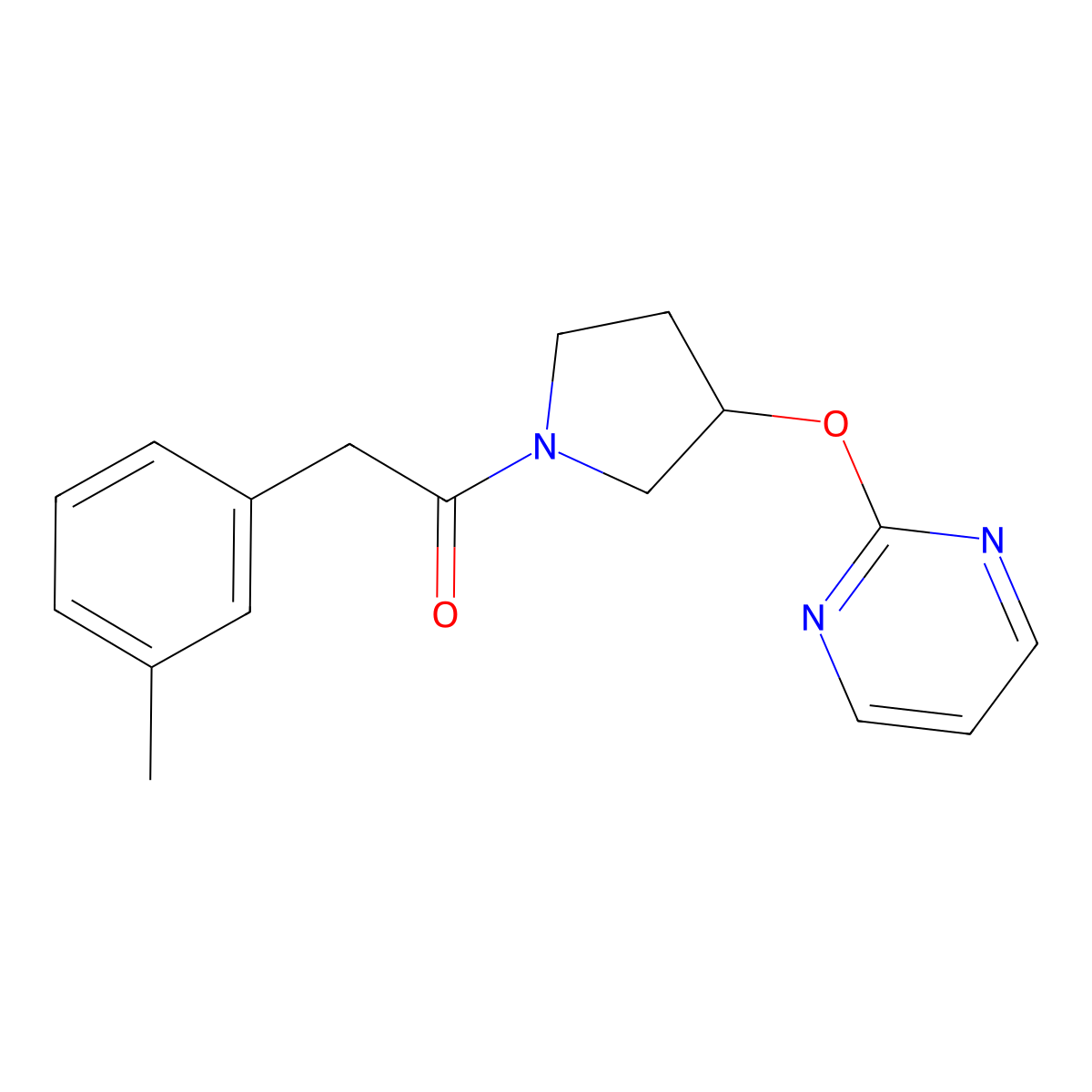 1-(3-(Pyrimidin-2-yloxy)pyrrolidin-1-yl)-2-(m-tolyl)ethanone molecular structure, CAS 2034530-50-0
