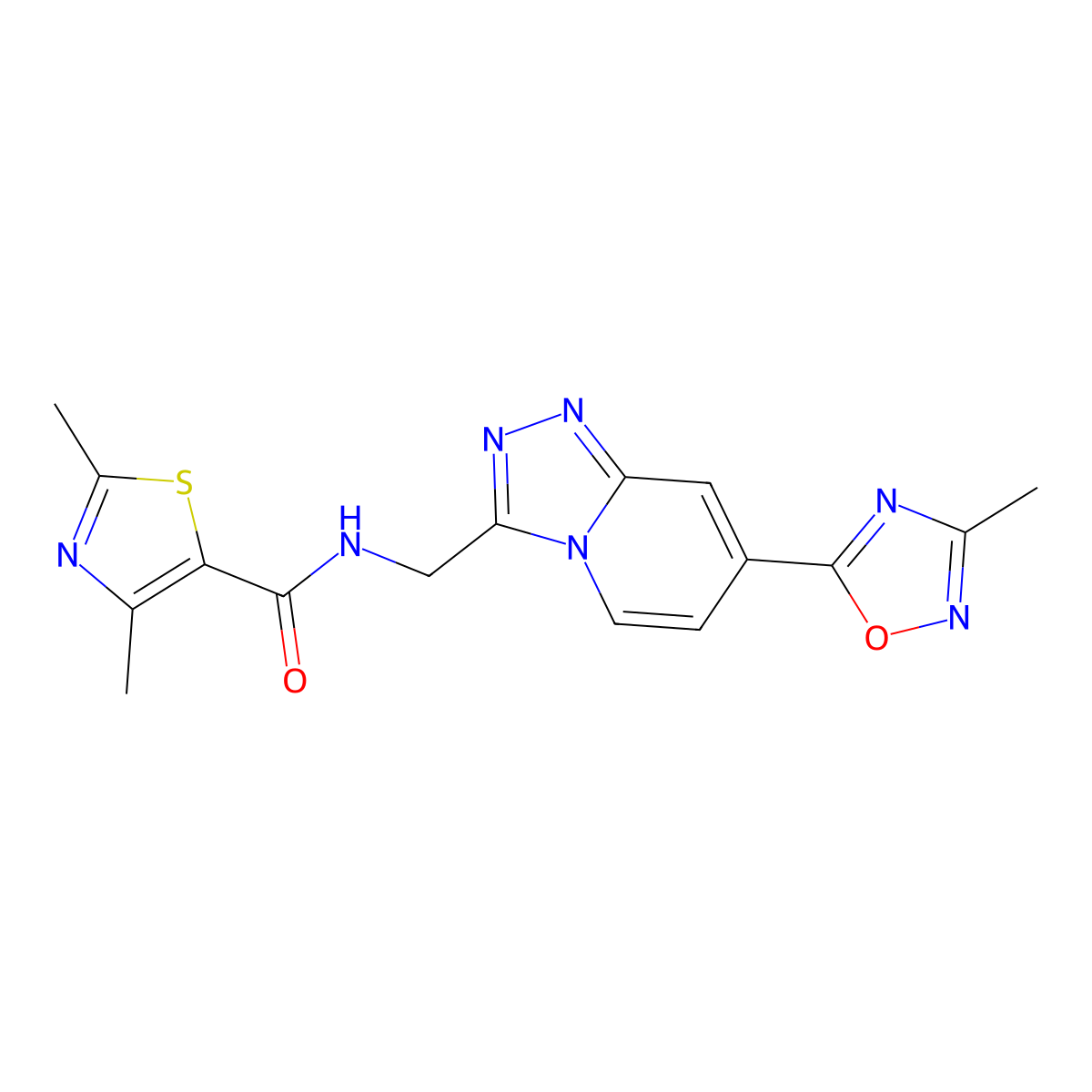 2,4-dimethyl-N-((7-(3-methyl-1,2,4-oxadiazol-5-yl)-[1,2,4]triazolo[4,3-a]pyridin-3-yl)methyl)thiazole-5-carboxamide molecular structure, CAS 2034530-53-3