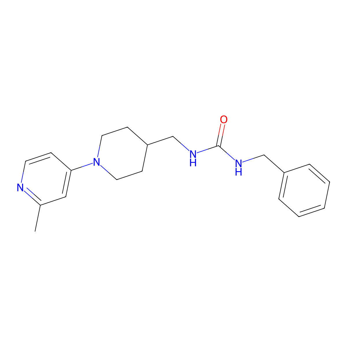 1-Benzyl-3-((1-(2-methylpyridin-4-yl)piperidin-4-yl)methyl)urea molecular structure, CAS 2034530-61-3