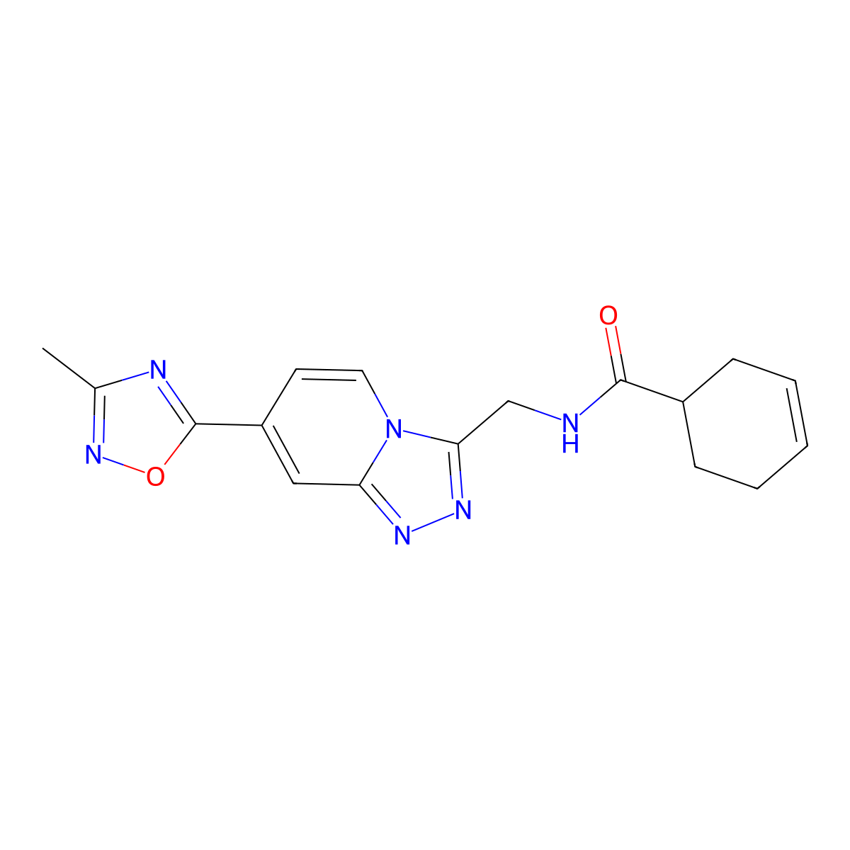 N-((7-(3-methyl-1,2,4-oxadiazol-5-yl)-[1,2,4]triazolo[4,3-a]pyridin-3-yl)methyl)cyclohex-3-enecarboxamide molecular structure, CAS 2034530-72-6
