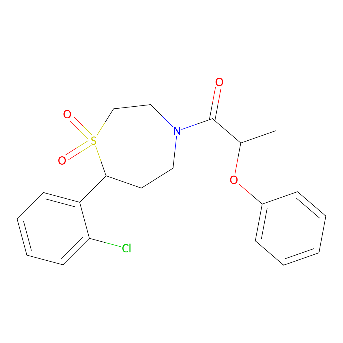 1-(7-(2-Chlorophenyl)-1,1-dioxido-1,4-thiazepan-4-yl)-2-phenoxypropan-1-one molecular structure, CAS 2034530-74-8