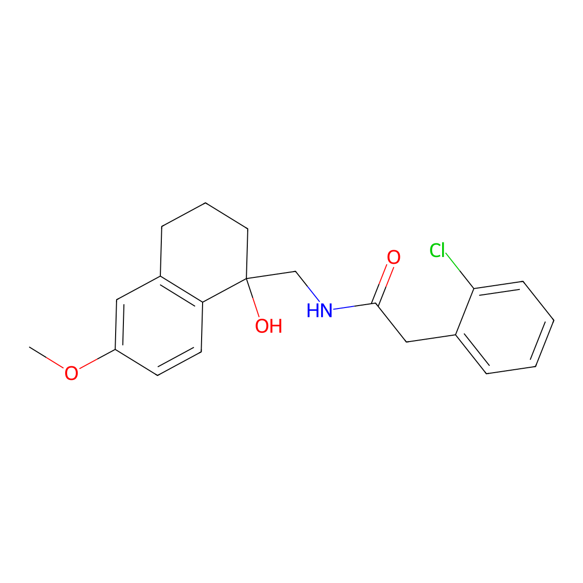 2-(2-chlorophenyl)-N-[(1-hydroxy-6-methoxy-1,2,3,4-tetrahydronaphthalen-1-yl)methyl]acetamide molecular structure, CAS 2034530-96-4