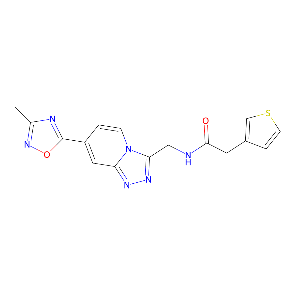 N-{[7-(3-methyl-1,2,4-oxadiazol-5-yl)-[1,2,4]triazolo[4,3-a]pyridin-3-yl]methyl}-2-(thiophen-3-yl)acetamide molecular structure, CAS 2034531-00-3