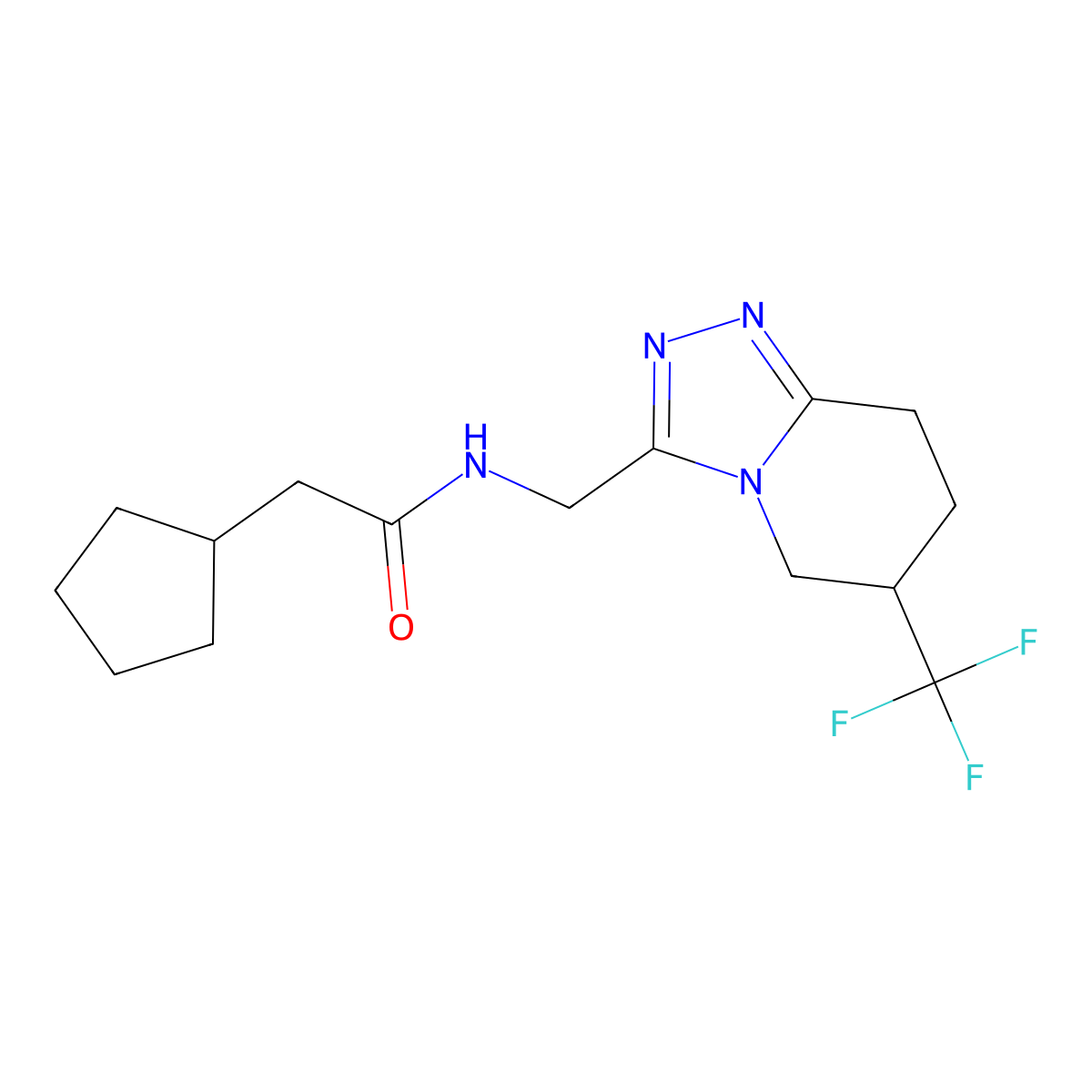 2-cyclopentyl-N-((6-(trifluoromethyl)-5,6,7,8-tetrahydro-[1,2,4]triazolo[4,3-a]pyridin-3-yl)methyl)acetamide molecular structure, CAS 2034531-04-7