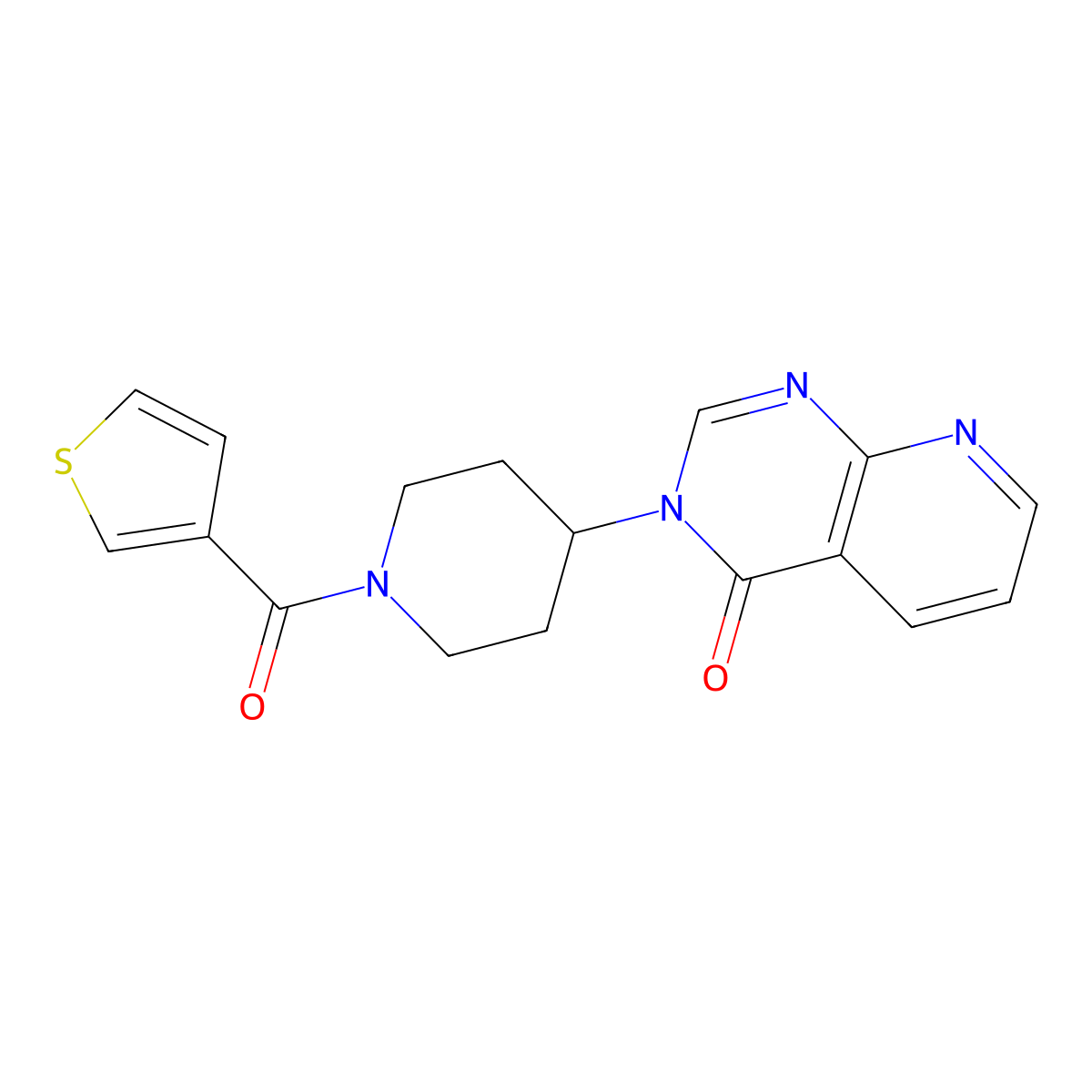 3-(1-(thiophene-3-carbonyl)piperidin-4-yl)pyrido[2,3-d]pyrimidin-4(3H)-one molecular structure, CAS 2034531-06-9