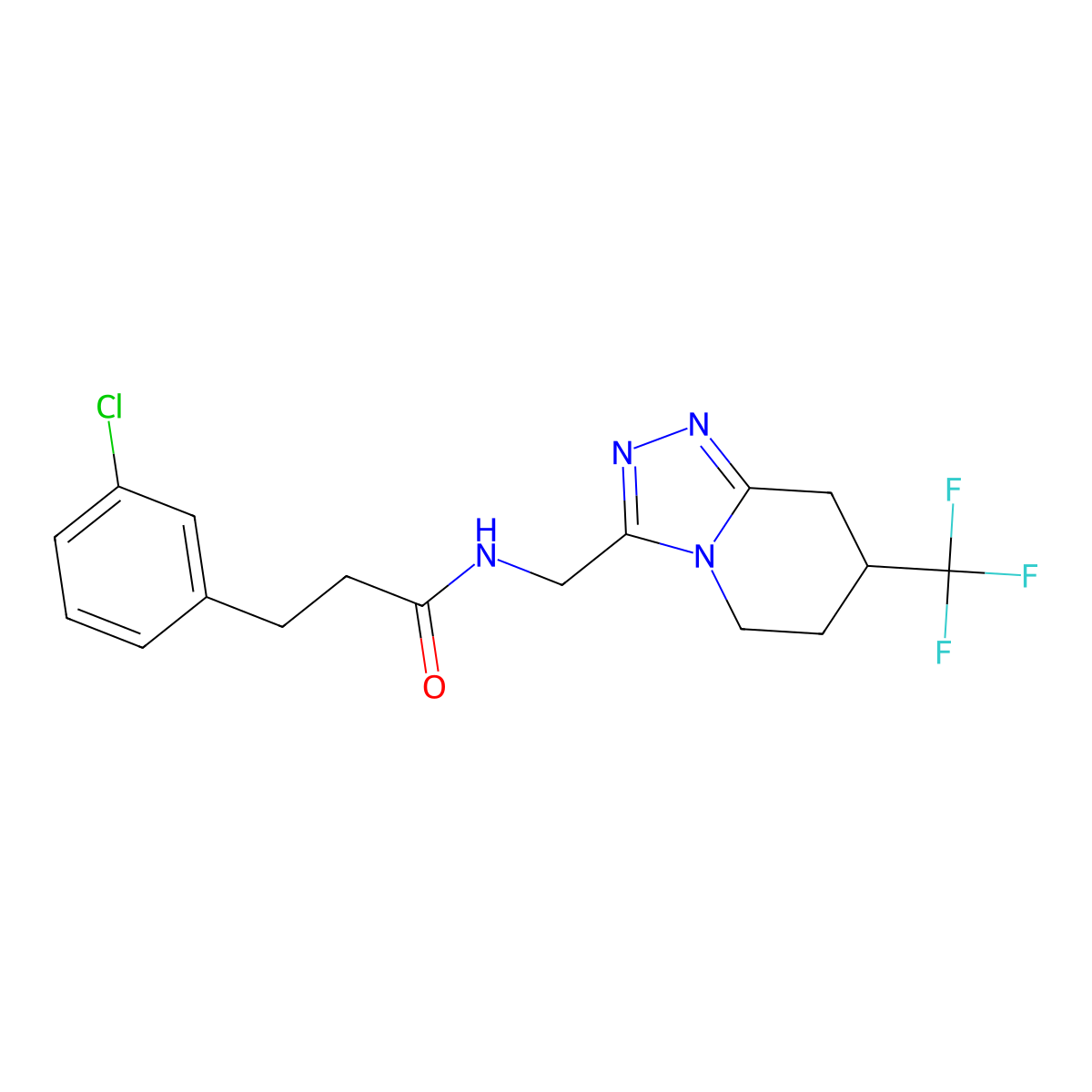 3-(3-chlorophenyl)-N-((7-(trifluoromethyl)-5,6,7,8-tetrahydro-[1,2,4]triazolo[4,3-a]pyridin-3-yl)methyl)propanamide molecular structure, CAS 2034531-11-6