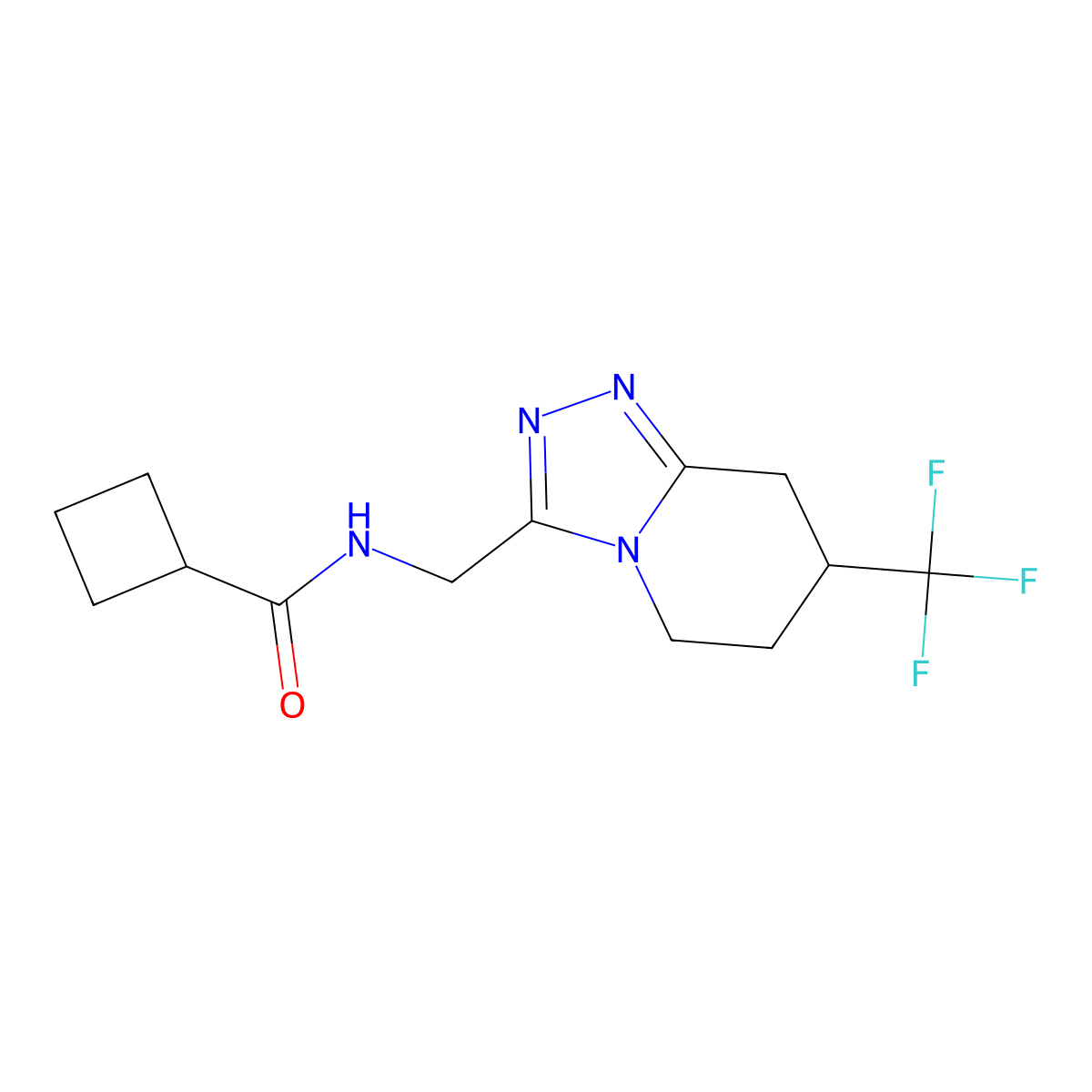 N-{[7-(trifluoromethyl)-5H,6H,7H,8H-[1,2,4]triazolo[4,3-a]pyridin-3-yl]methyl}cyclobutanecarboxamide molecular structure, CAS 2034531-12-7