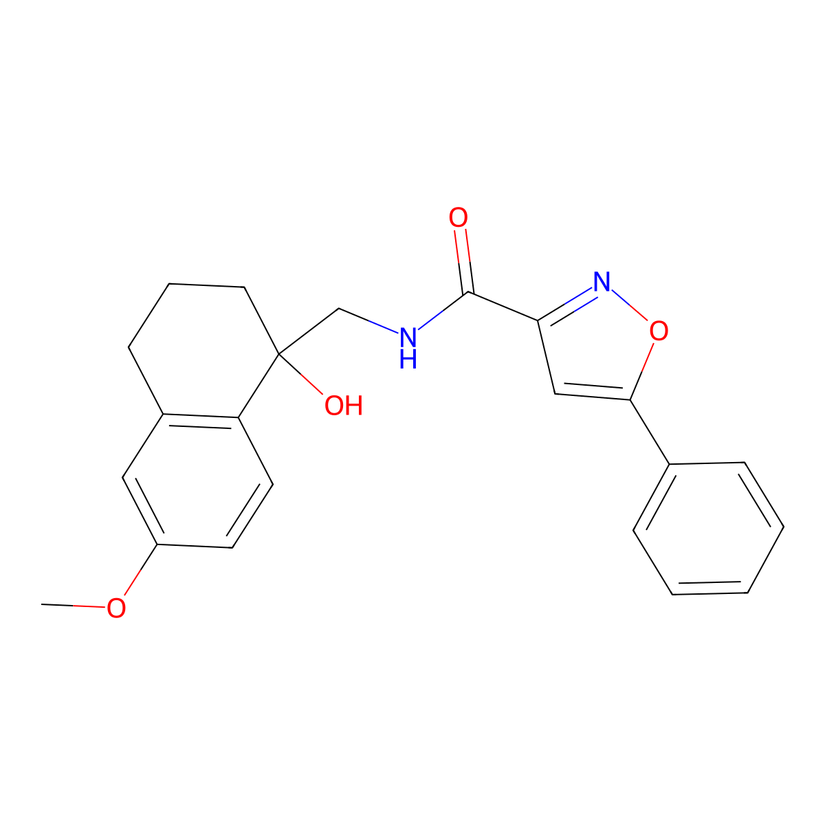 N-((1-hydroxy-6-methoxy-1,2,3,4-tetrahydronaphthalen-1-yl)methyl)-5-phenylisoxazole-3-carboxamide molecular structure, CAS 2034531-25-2