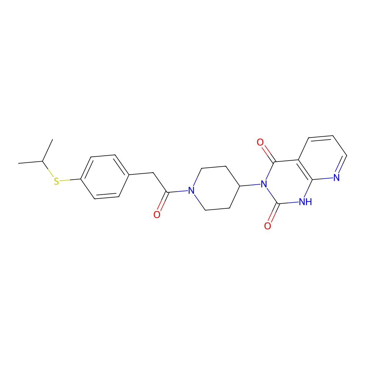 3-(1-(2-(4-(isopropylthio)phenyl)acetyl)piperidin-4-yl)pyrido[2,3-d]pyrimidine-2,4(1H,3H)-dione molecular structure, CAS 2034531-27-4