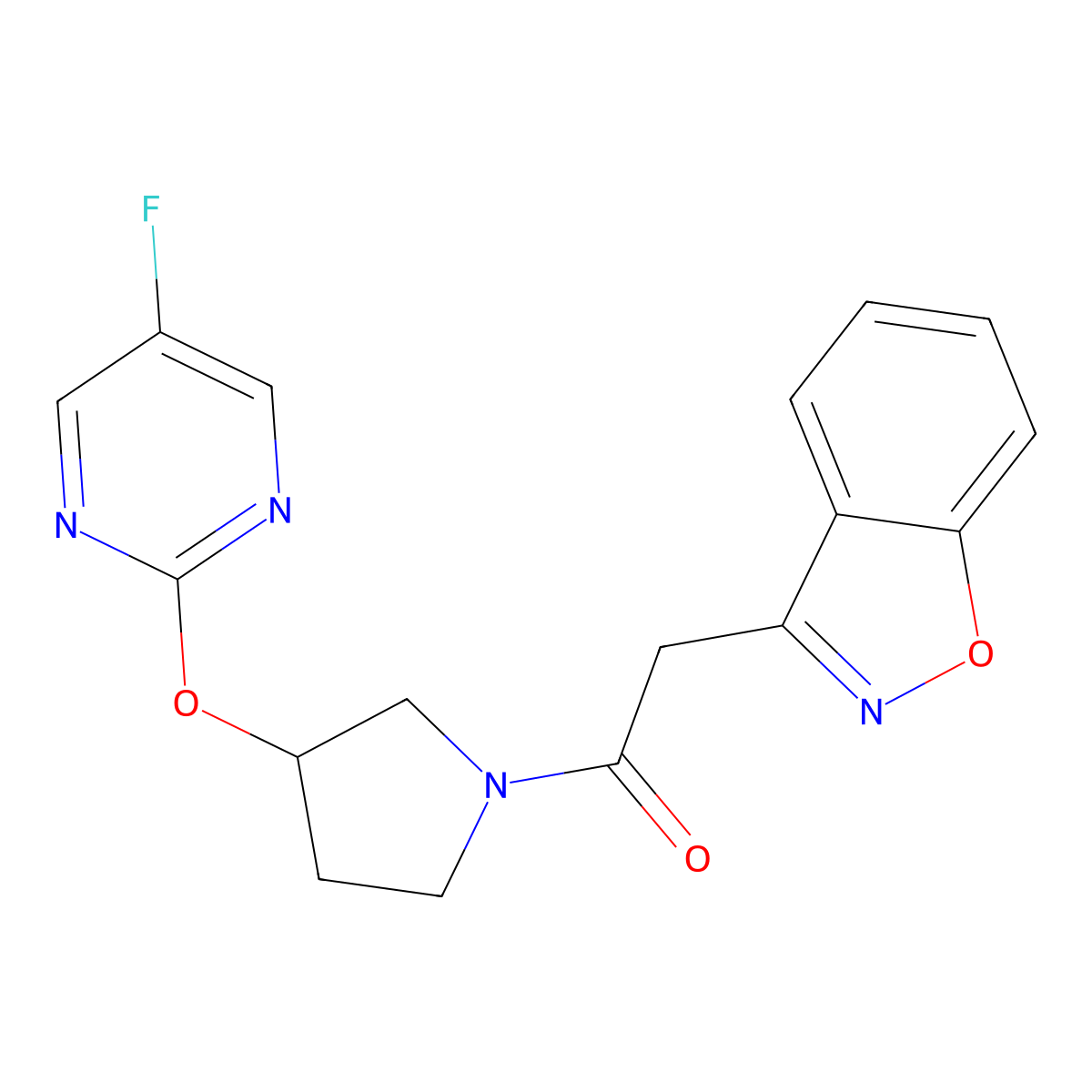 2-(Benzo[d]isoxazol-3-yl)-1-(3-((5-fluoropyrimidin-2-yl)oxy)pyrrolidin-1-yl)ethanone molecular structure, CAS 2034531-30-9