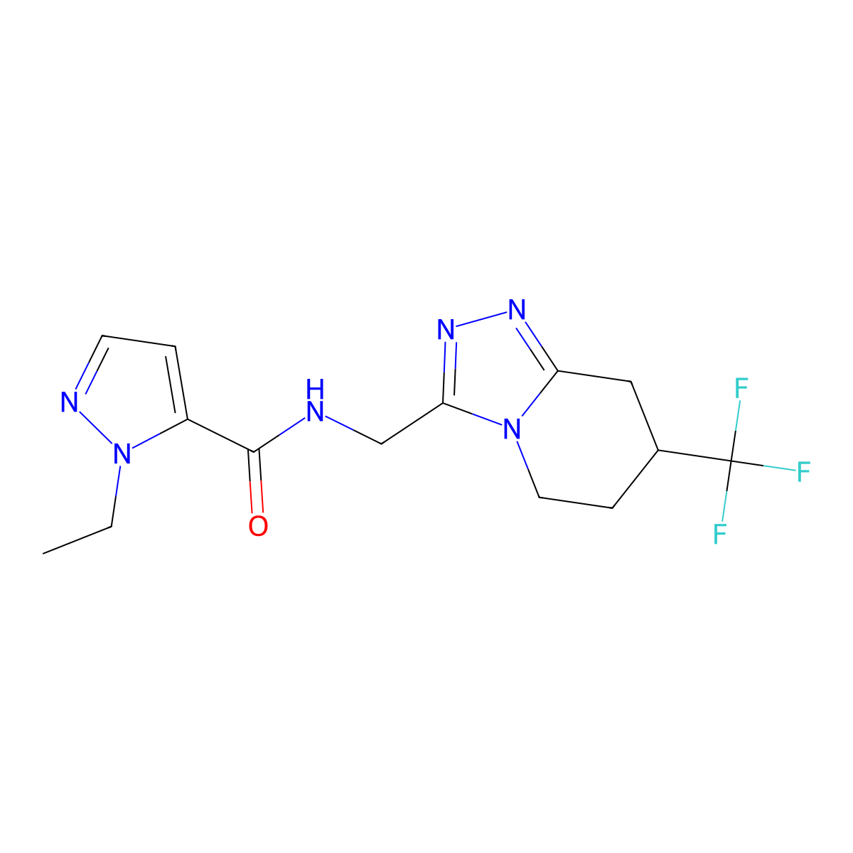 1-ethyl-N-((7-(trifluoromethyl)-5,6,7,8-tetrahydro-[1,2,4]triazolo[4,3-a]pyridin-3-yl)methyl)-1H-pyrazole-5-carboxamide molecular structure, CAS 2034531-33-2