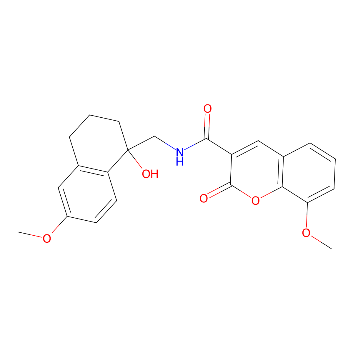 N-((1-hydroxy-6-methoxy-1,2,3,4-tetrahydronaphthalen-1-yl)methyl)-8-methoxy-2-oxo-2H-chromene-3-carboxamide molecular structure, CAS 2034531-35-4