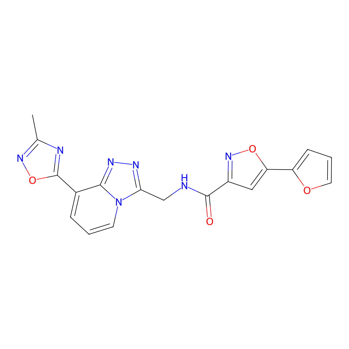 5-(furan-2-yl)-N-((8-(3-methyl-1,2,4-oxadiazol-5-yl)-[1,2,4]triazolo[4,3-a]pyridin-3-yl)methyl)isoxazole-3-carboxamide molecular structure, CAS 2034531-36-5