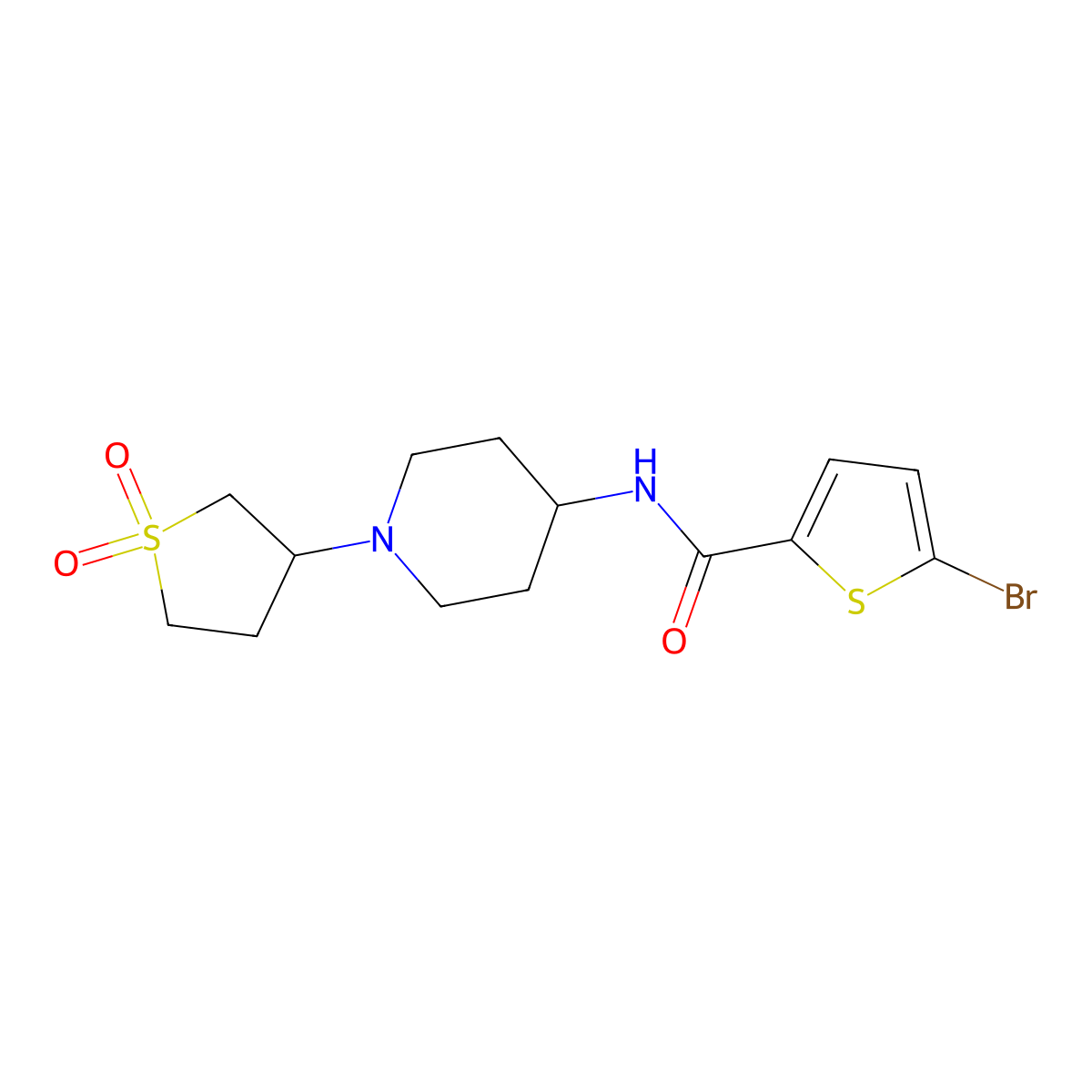 5-bromo-N-(1-(1,1-dioxidotetrahydrothiophen-3-yl)piperidin-4-yl)thiophene-2-carboxamide molecular structure, CAS 2034531-46-7