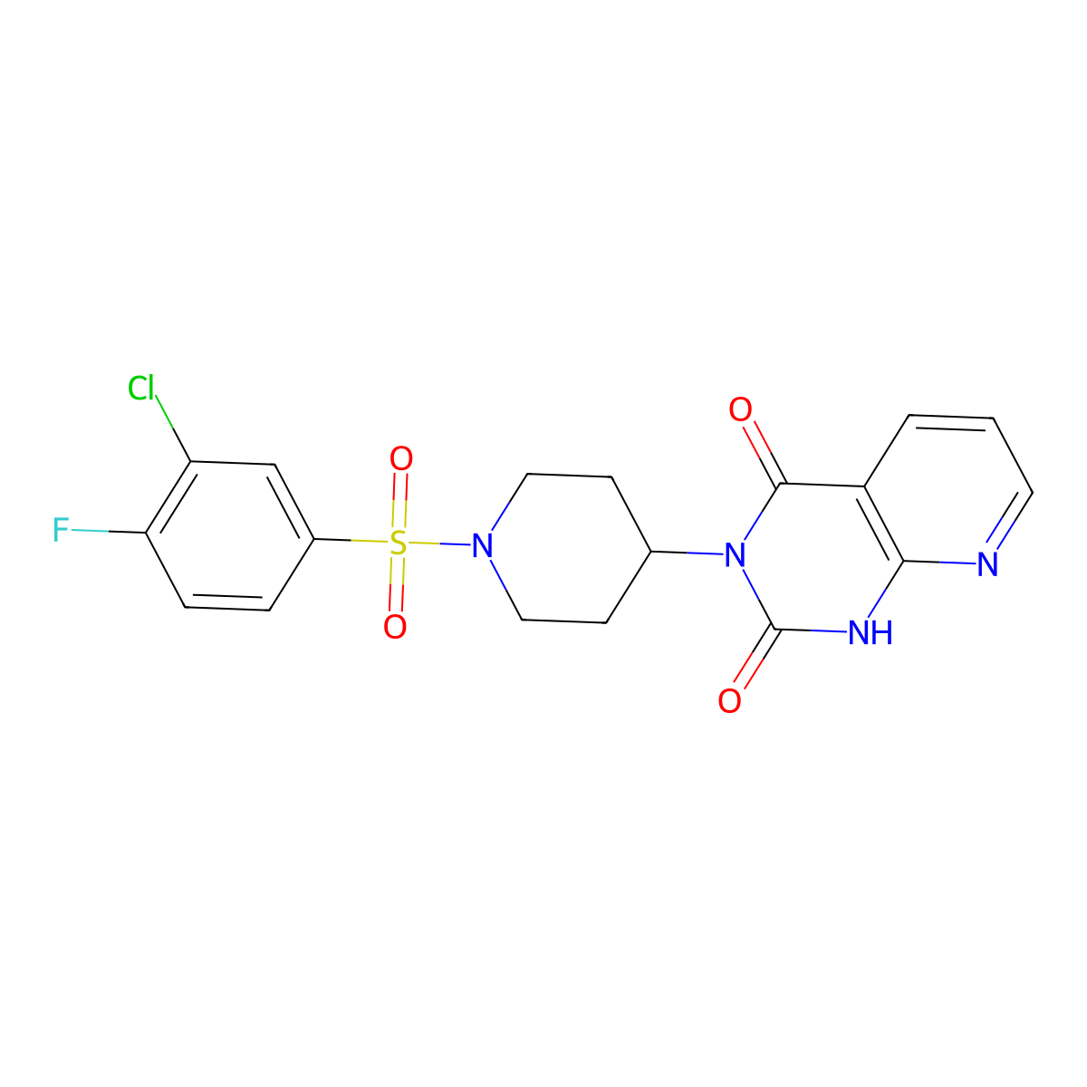 3-(1-((3-chloro-4-fluorophenyl)sulfonyl)piperidin-4-yl)pyrido[2,3-d]pyrimidine-2,4(1H,3H)-dione molecular structure, CAS 2034531-50-3