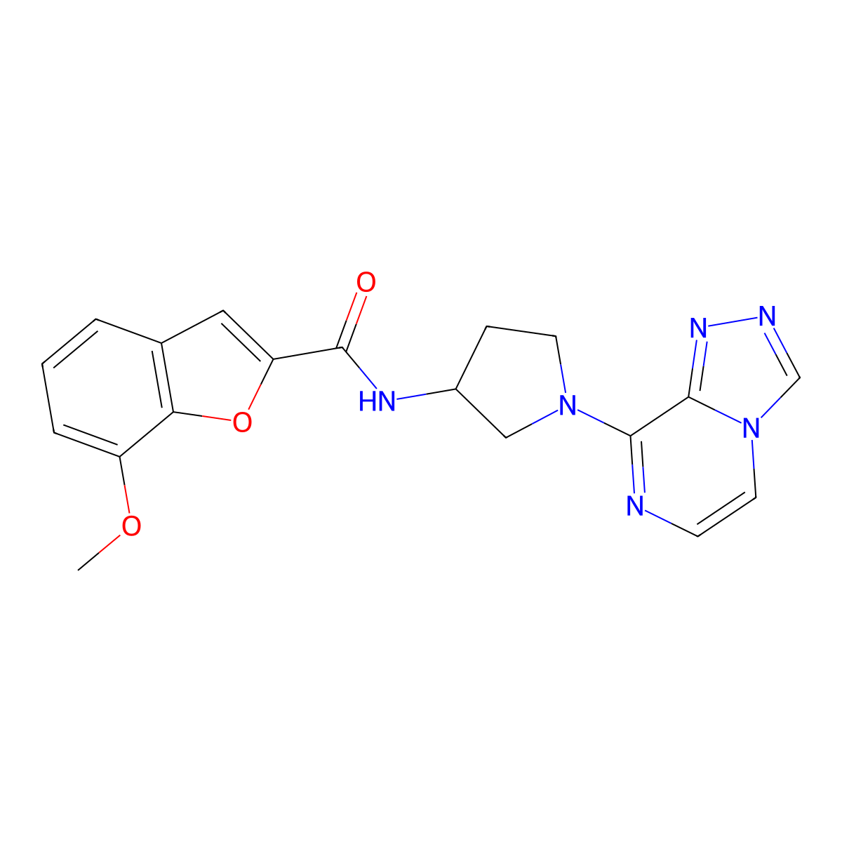 N-(1-([1,2,4]triazolo[4,3-a]pyrazin-8-yl)pyrrolidin-3-yl)-7-methoxybenzofuran-2-carboxamide molecular structure, CAS 2034531-56-9