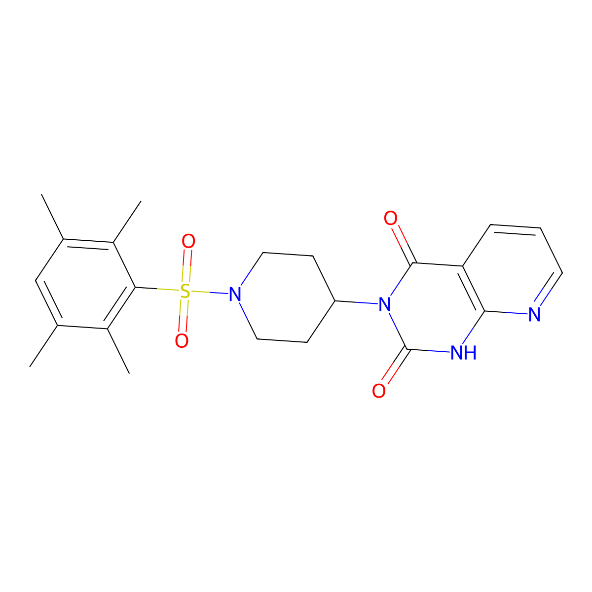 3-(1-((2,3,5,6-tetramethylphenyl)sulfonyl)piperidin-4-yl)pyrido[2,3-d]pyrimidine-2,4(1H,3H)-dione molecular structure, CAS 2034531-60-5