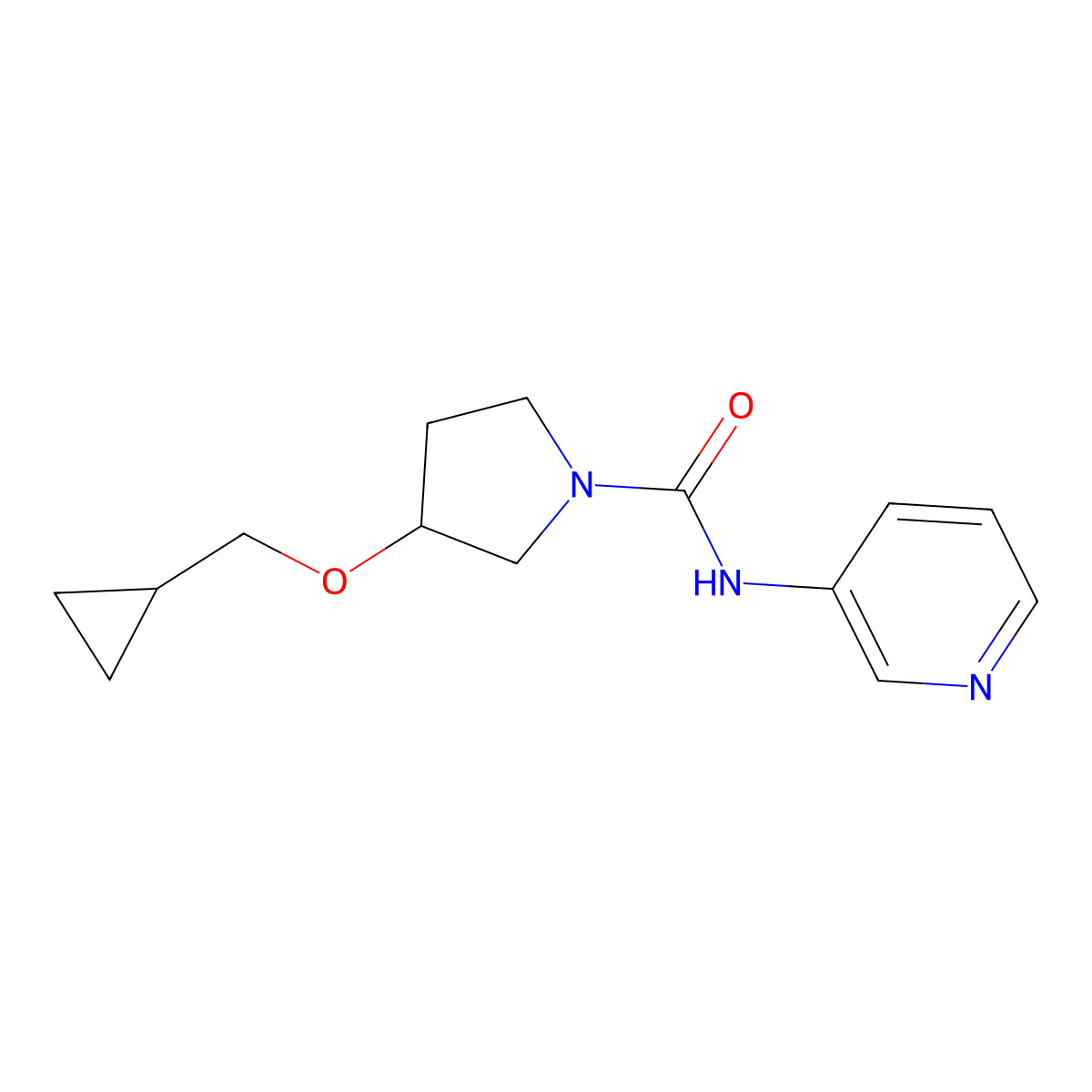 3-(cyclopropylmethoxy)-N-(pyridin-3-yl)pyrrolidine-1-carboxamide molecular structure, CAS 2034531-61-6