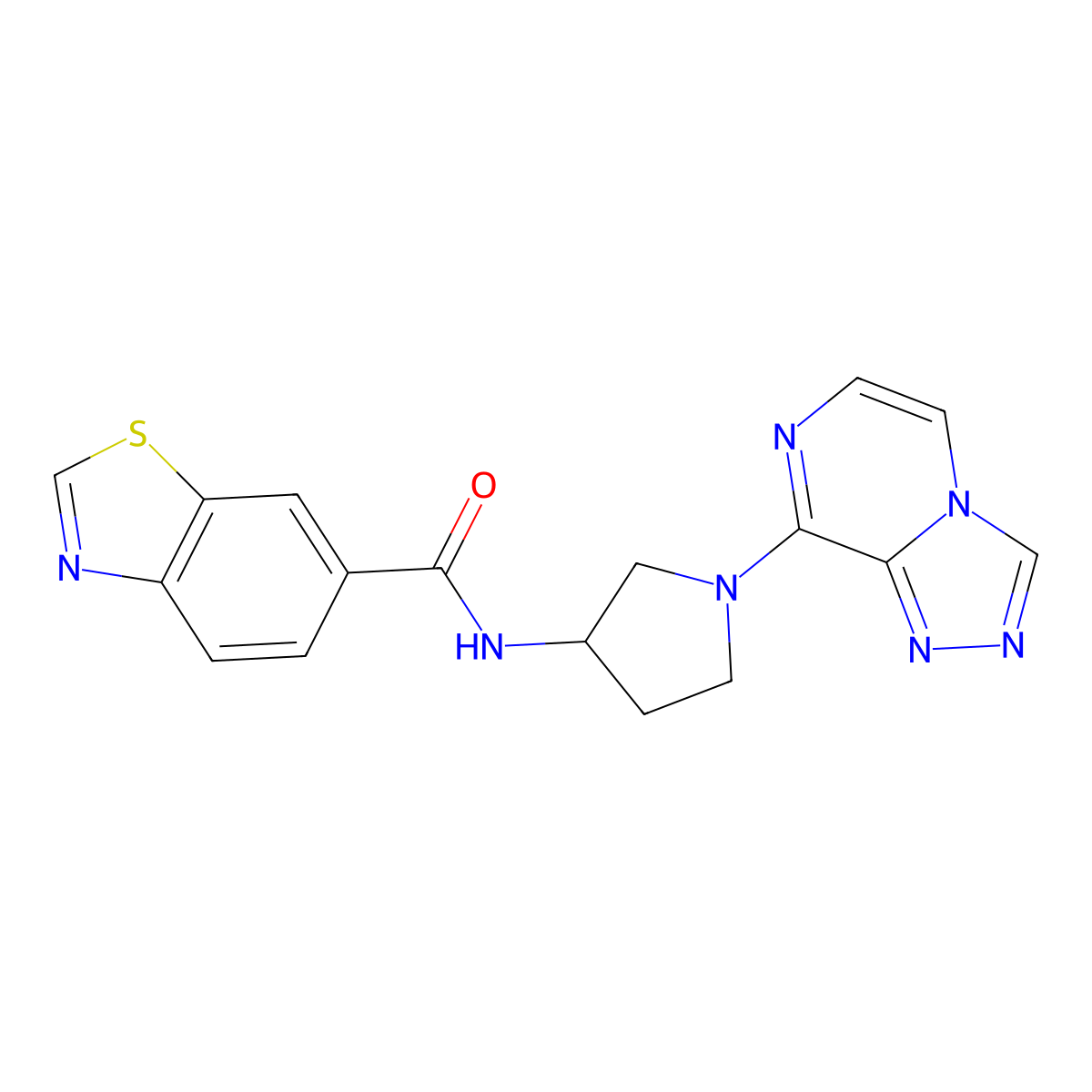 N-(1-([1,2,4]triazolo[4,3-a]pyrazin-8-yl)pyrrolidin-3-yl)benzo[d]thiazole-6-carboxamide molecular structure, CAS 2034531-62-7