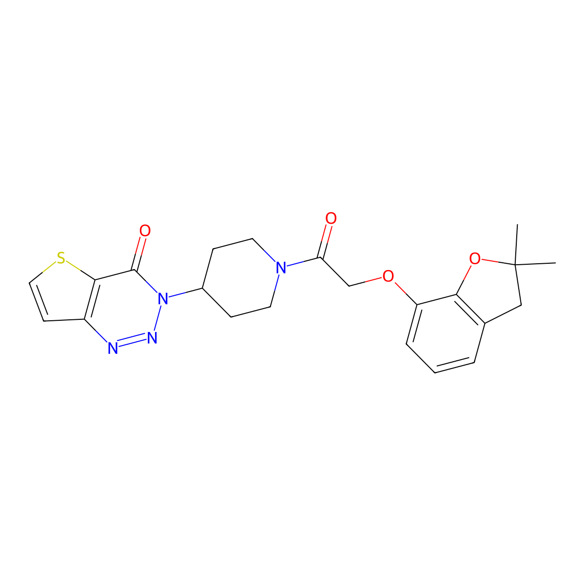 3-(1-(2-((2,2-dimethyl-2,3-dihydrobenzofuran-7-yl)oxy)acetyl)piperidin-4-yl)thieno[3,2-d][1,2,3]triazin-4(3H)-one molecular structure, CAS 2034531-63-8